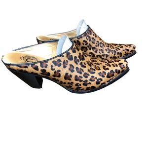 Charlie 1 Horse Lucchese Western Boots Size 7.5 Calf Hair Leopard Booties